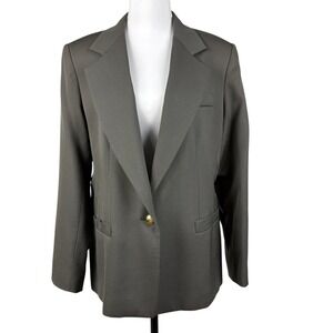 Austin Reed Olive Worsted Wool Blazer Womens 8P Single Breasted Gold Buttons VTG